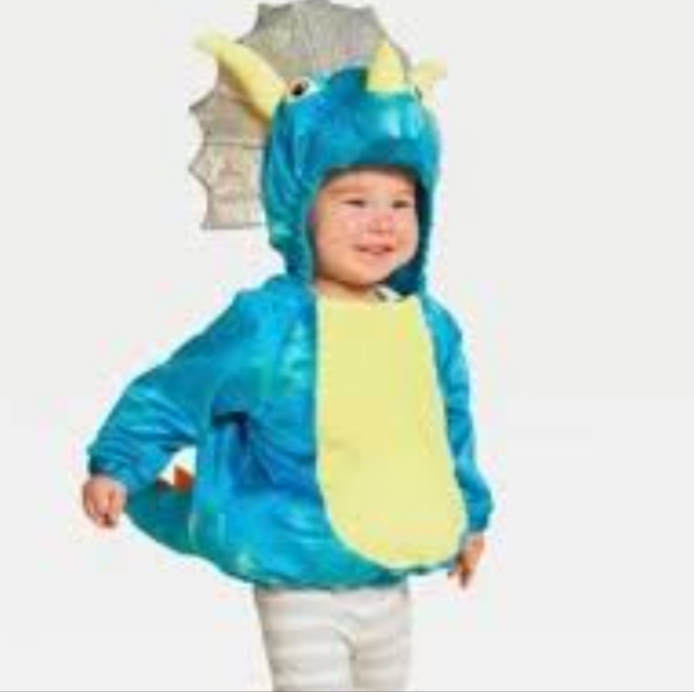 Cozy Blue Triceratops Dinosaur Toddler Costume
